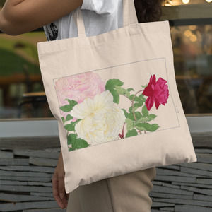 Vintage Pink Roses Canvas Tote Bag